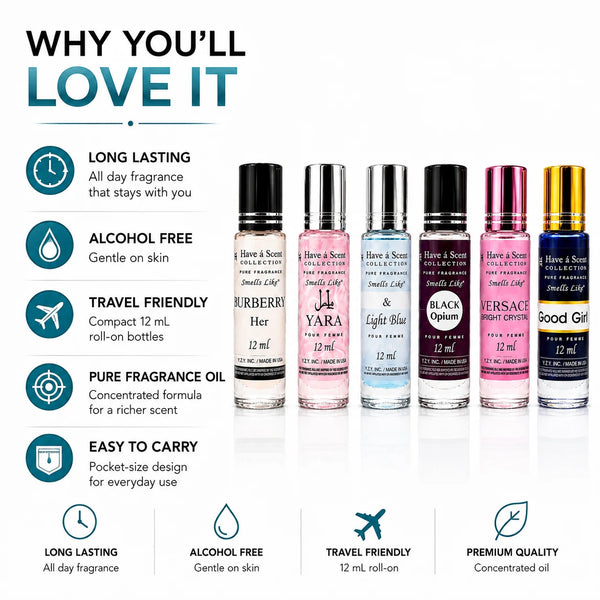 Women's Best Seller Perfume Oil Set – 6 Premium Alcohol-Free Fragrance Oils