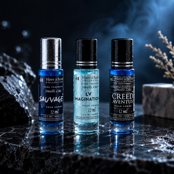 Assorted Men's 3-Pack Perfume Oil Collection β 12ml Roll-On Fragrance Oils β Long-Lasting Fresh Woody Scent