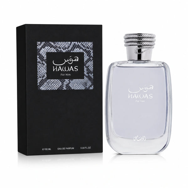 Rasasi Hawas for Him Eau de Parfum – Long-Lasting Fresh Aquatic Men's Cologne 3.3 oz