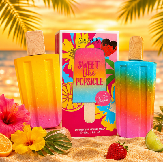 Sweet Like Popsicle Zephyr body spray on beach-themed background