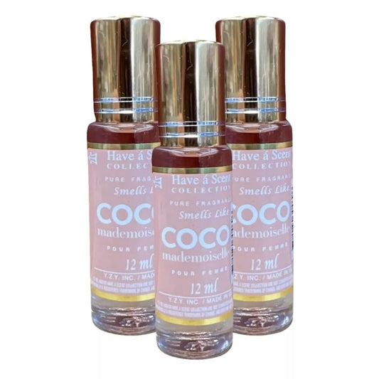 Coco Mademoiselle Inspired Body Oil Perfume, Long-Lasting Fragrance, 12Ml Roll-On (Pack of 3)