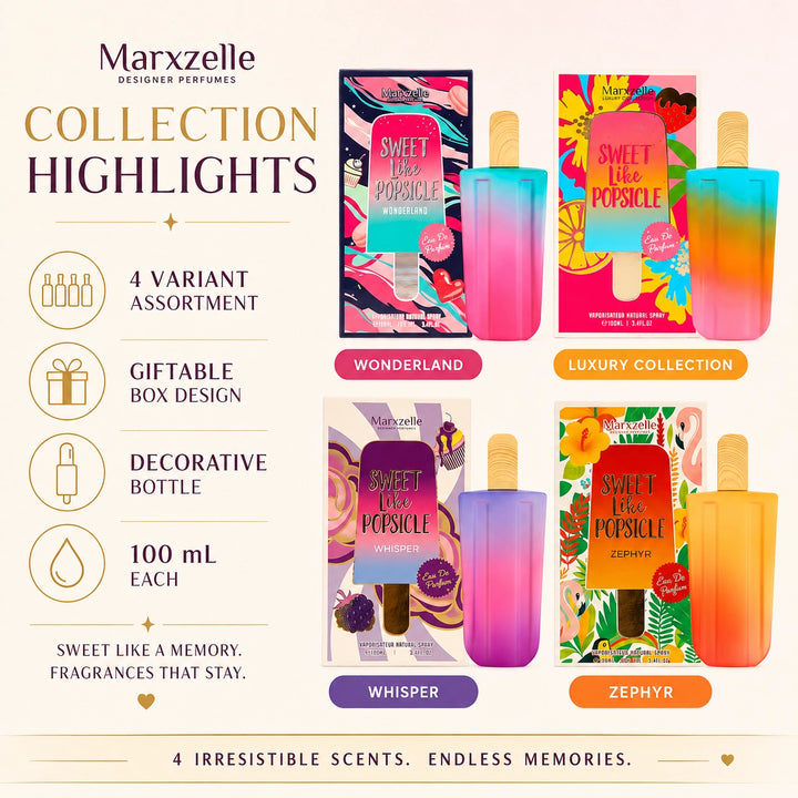 Sweet Like Popsicle 4 Piece Perfume Set for Women – Eau de Parfum Spray – Sweet Fruity Floral Fragrance Collection