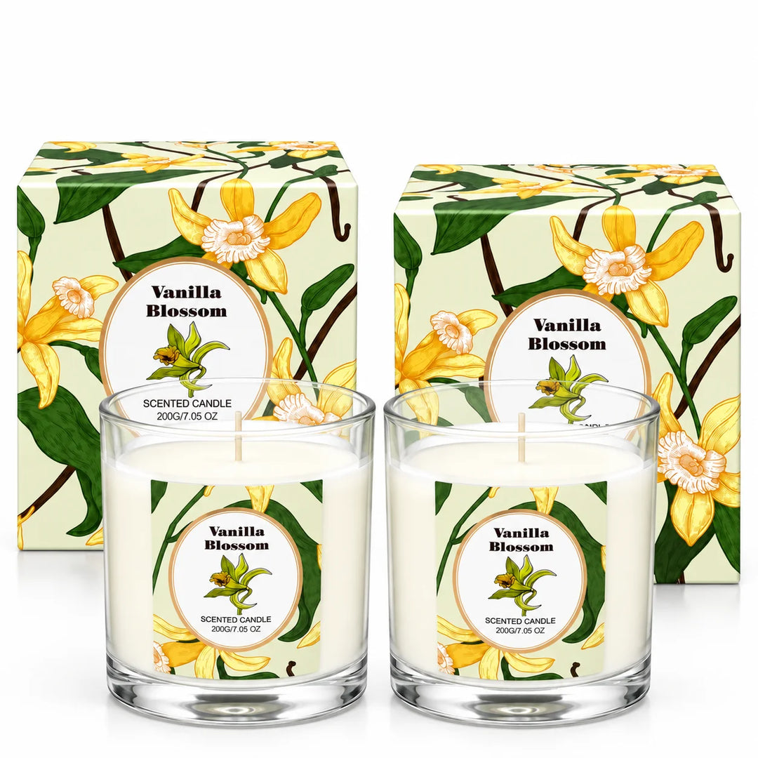 Vanilla Blossom Scented Candle 2 Pack - Vanilla Floral Fragrance, 7.05 Oz Each