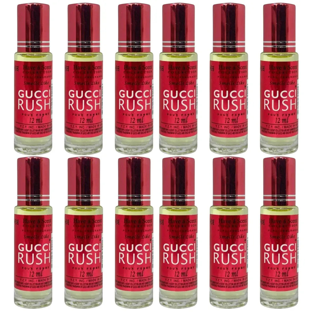 Wholesale Gucci Rush Perfume Oil 12-Pack – Floral Fruity Elegant Long-Lasting Roll-On Fragrance (12ml Each)