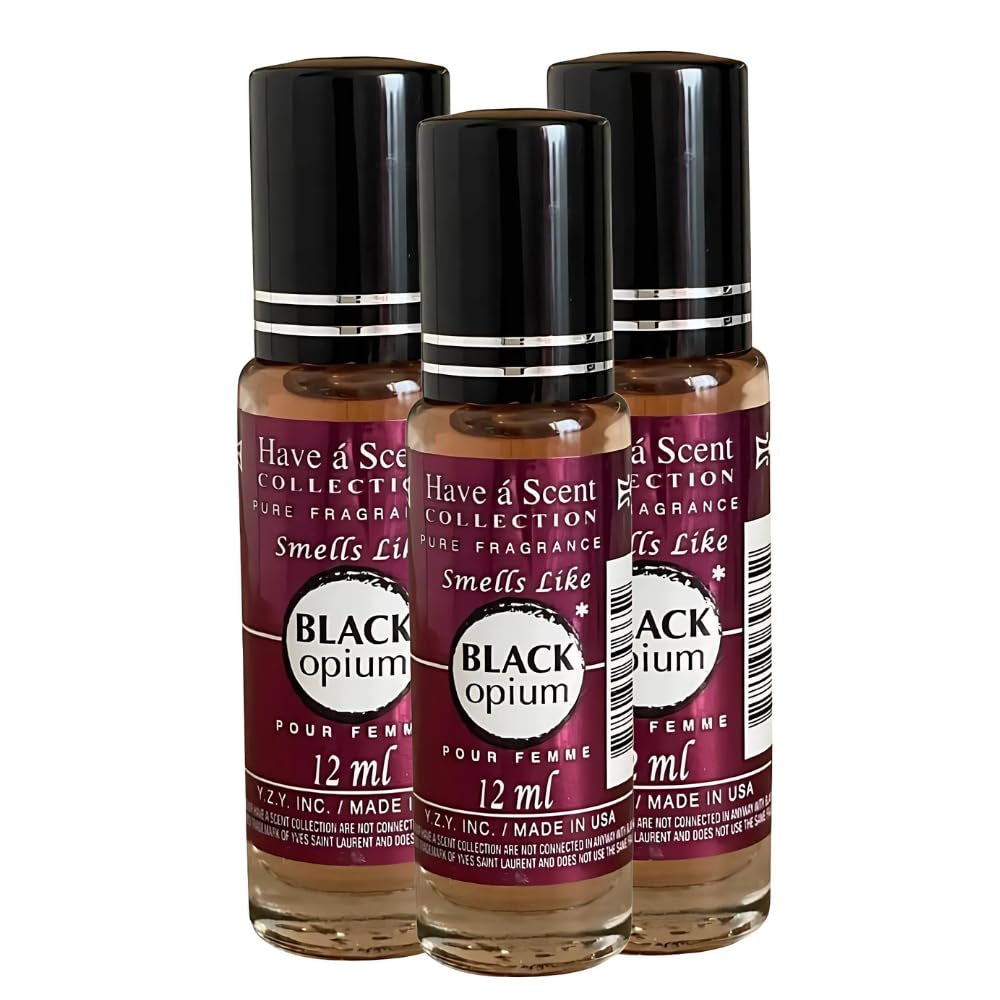 Black Opium Inspired Body Oil Perfume, Long-Lasting Fragrance, 12Ml Roll-On (Pack of 3)