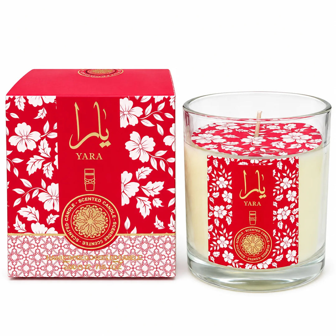 Yara Scented Candle for Women – Fragranced Candle for Home, Bedroom &amp; Living Room, Decorative Glass Jar Candle for Relaxing Home Fragrance &amp; Ambiance