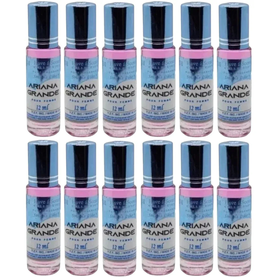 Wholesale Ariana Grande Perfume Oil 12-Pack – Sweet Fruity Floral Long-Lasting Roll-On Fragrance (12ml Each)