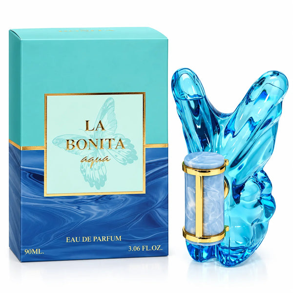 La Bonita Aqua Eau de Parfum for Women 90ml / 3.06 Fl Oz – Fresh Feminine Perfume Spray – Blue Butterfly Fragrance Bottle for Everyday & Evening Wear