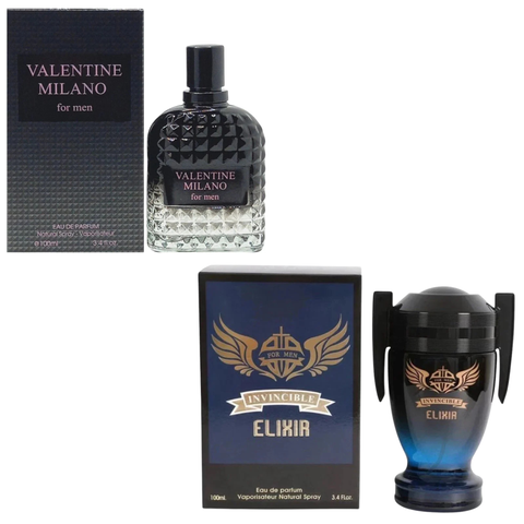 Milano Men & Invincible Elixir EDP Set for Men – 2 Pack 100ml Each | Rich Woody Amber Cologne