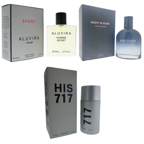 Royal Fragrance Men’s Cologne 3 Pack Set – Aluvira Sport + HIS 717 + Night In Rome – Fresh Bold Masculine Scent – Gift Set