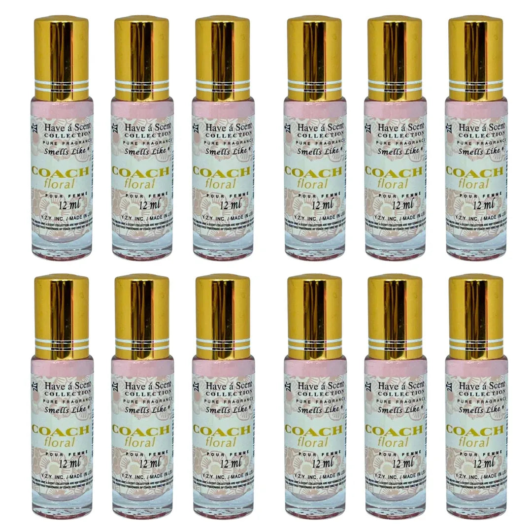 Wholesale Coach Floral Perfume Oil 12-Pack – Fresh Floral Elegant Long-Lasting Roll-On Fragrance (12ml Each)