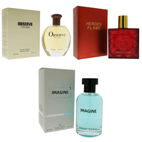 Royal Fragrance Men’s Cologne 3 Pack Set – Observe + Imagine + Heroes Flame – Modern Bold Masculine Scent – Gift Set