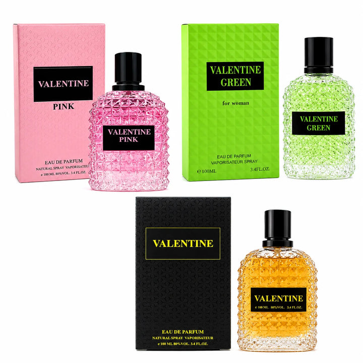 Valentine Perfume Gift Set for Women | Pink, Green &amp; Classic Eau De Parfum Collection | 3-Piece Long Lasting Women&