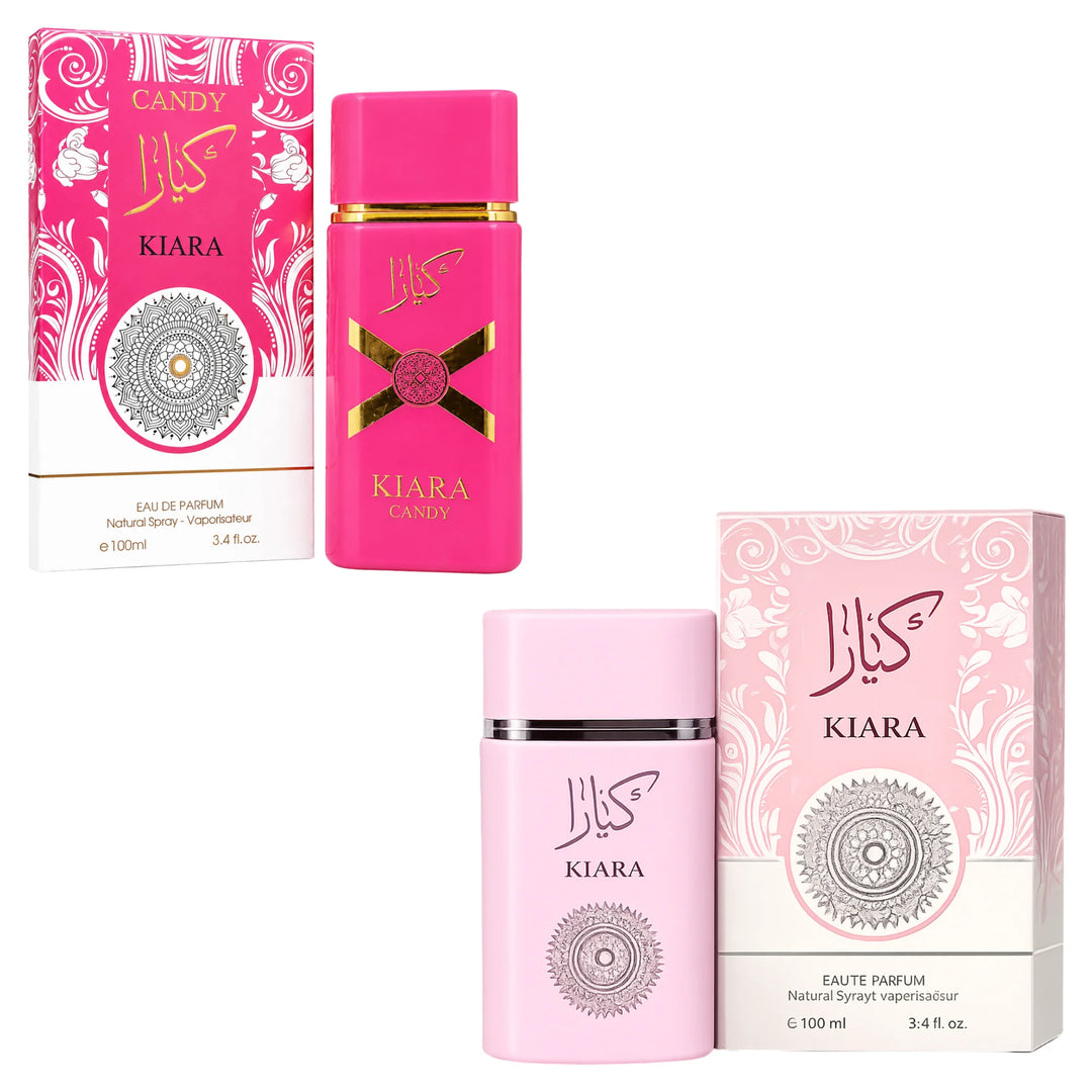 Kiara Blush &amp; Bloom Duo Perfume Gift Set for Women – Candy &amp; Kiara Eau de Parfum Bundle, 2 x 3.4 Fl Oz (100ml) Long Lasting Sweet Floral Fruity Fragrances