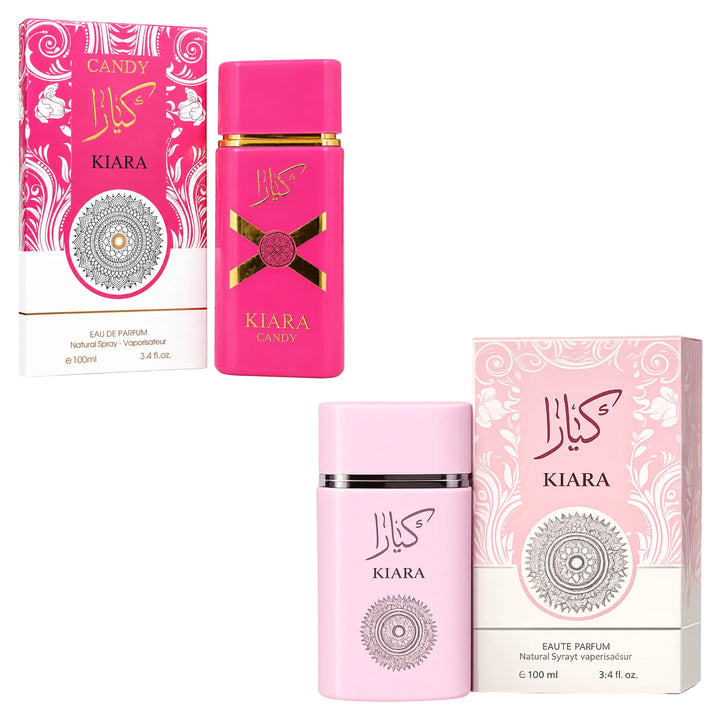 Kiara Blush &amp; Bloom Duo Perfume Gift Set for Women – Candy &amp; Kiara Eau de Parfum Bundle, 2 x 3.4 Fl Oz (100ml) Long Lasting Sweet Floral Fruity Fragrances