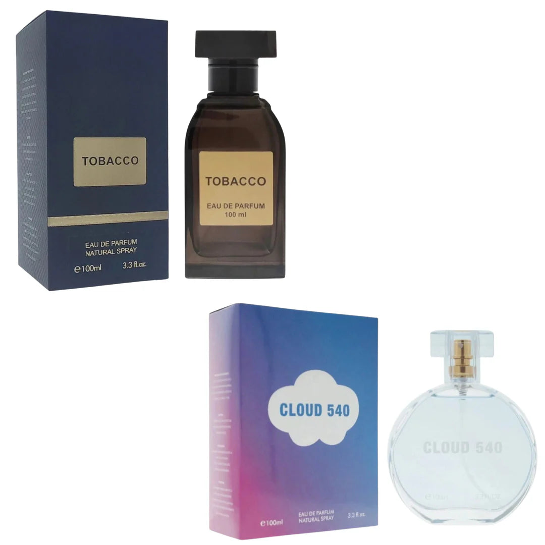Royal Fragrance Unisex Cologne 2 Pack Set – Tobacco + Cloud 540 – Warm Fresh Masculine &amp; Feminine Scent – Gift Set