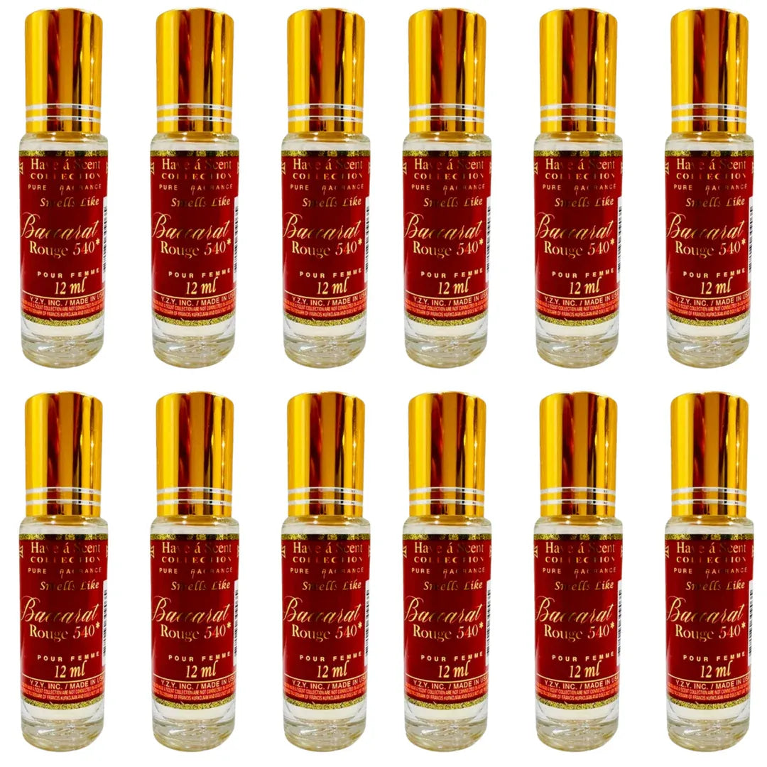 Wholesale Bacarrat Roll On Perfume Oil Set – 12 Pieces (12ml Each) Body Oil Fragrance