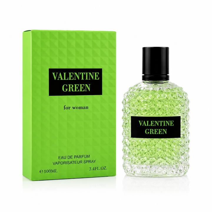 Valentine Green Eau de Parfum for Women 3.4 Fl Oz (100ml) – Fresh Floral Fruity Perfume for Women, Long Lasting Feminine Fragrance with Green Notes, Citrus &amp; Soft Musk Accords