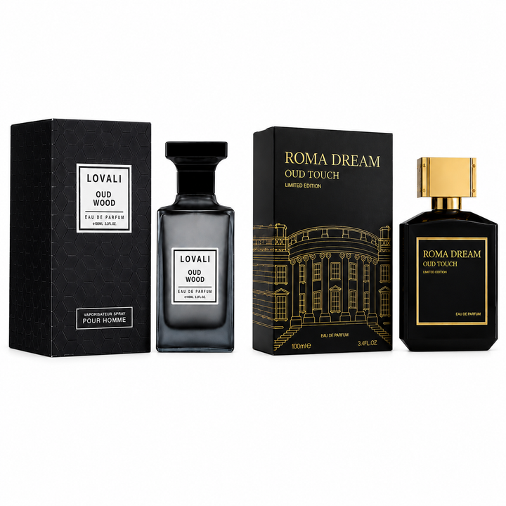 Lovali Oud Wood &amp; Roma Dream Oud Touch Perfume Gift Set for Men – 2 Pack Eau de Parfum Fragrance Collection, Long Lasting Oud Woody Amber Cologne, Luxury Fragrance Gift Set, 100ml Each