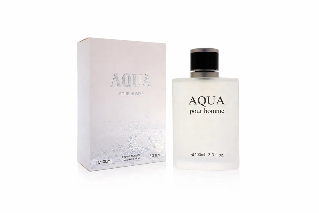 Aqua Pour Homme Eau de Toilette for Men – 3.3 oz / 100 ml Fresh Aquatic Citrus Woody Cologne – Long Lasting Clean Masculine Fragrance Spray – Everyday Perfume for Men
