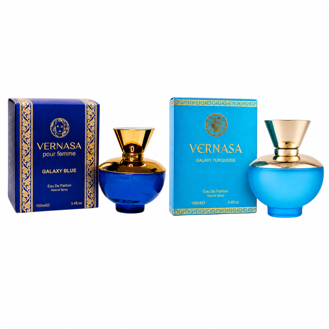 Vernasa Galaxy Blue &amp; Vernasa Galaxy Turquoise Perfume Gift Set for Women – 2 Pack Eau de Parfum Fragrance Collection, Long Lasting Floral Fruity Amber Perfumes, Luxury Scent Gift Set, 100ml Each