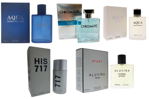 Royal Fragrance Men’s Cologne 5 Pack Set – Aqua Deep Ocean + Chromatic + Aqua H2O + HIS 717 + Aluvira Sport – Fresh & Masculine Scent – Gift Set