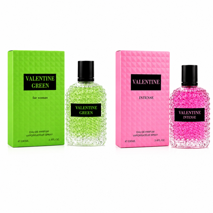 Valentine Green &amp; Valentine Intense Perfume Set for Women | 2-Piece Eau De Parfum Gift Set | Long Lasting Floral &amp; Fruity Fragrance | Luxury Women&