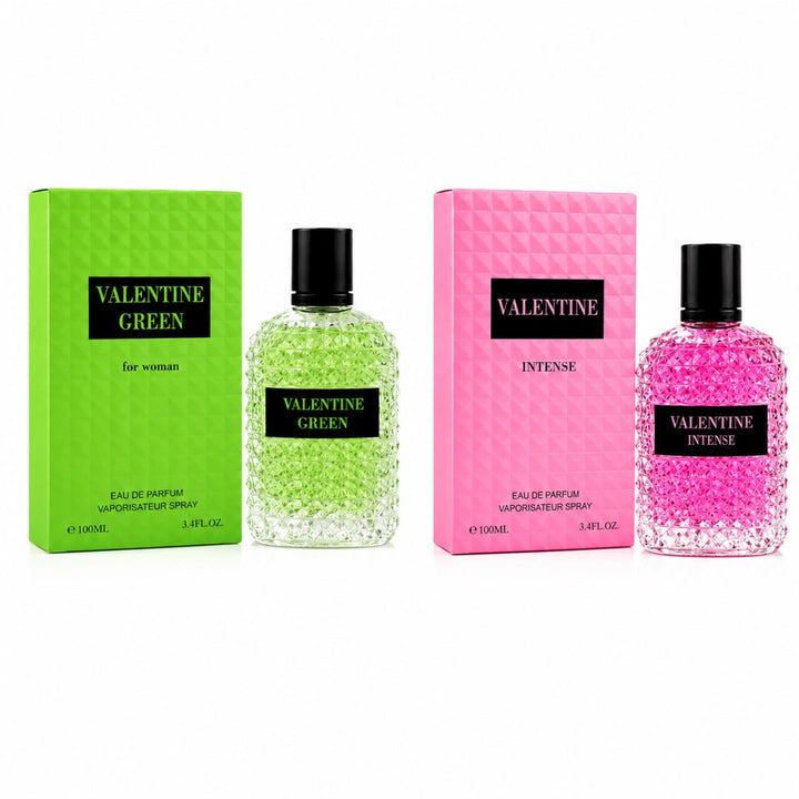 Valentine Green &amp; Valentine Intense Perfume Set for Women | 2-Piece Eau De Parfum Gift Set | Long Lasting Floral &amp; Fruity Fragrance | Luxury Women&
