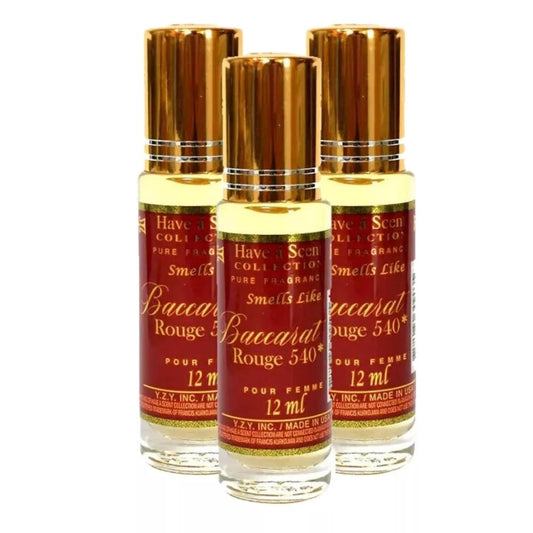 Baccarat Rouge 540 Inspired Body Oil Perfume, Long-Lasting Fragrance, 12Ml Roll-On (Pack of 3)