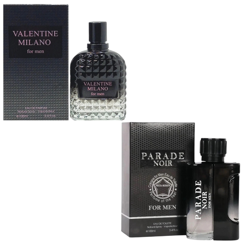 Milano Men & Parade Noir Eau de Parfum Set for Men – 2 Pack 100ml Each | Dark Woody Spicy Cologne