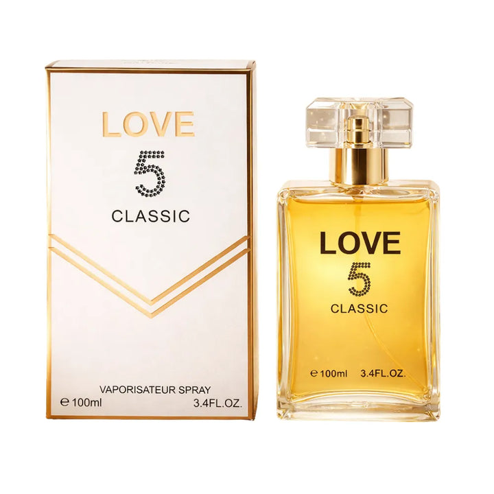 Love 5 Classic Eau de Parfum for Women – 3.4 oz / 100 ml Long Lasting Floral Warm Perfume – Elegant Feminine Fragrance Spray – Classic Luxury Scent Gift for Women