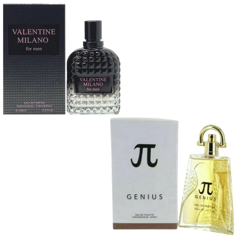 Milano Men & Pi Genius EDP Set for Men – 2 Pack 100ml Each | Warm Sweet Woody Cologne