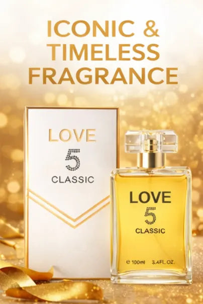 Love 5 Classic Eau de Parfum for Women – 3.4 oz / 100 ml Long Lasting Floral Warm Perfume – Elegant Feminine Fragrance Spray – Classic Luxury Scent Gift for Women