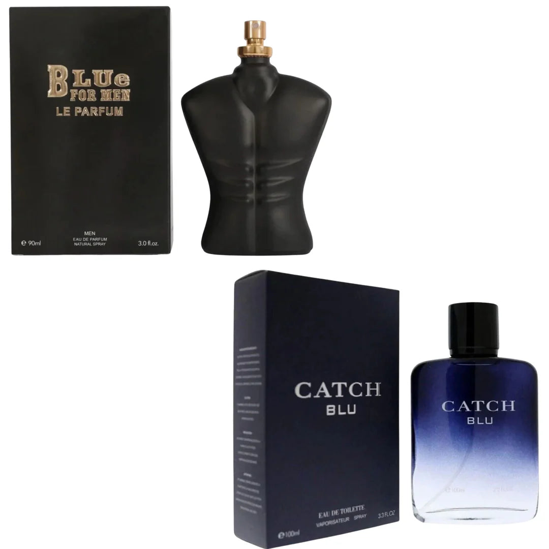 Royal Fragrance Men’s Cologne 2 Pack Set – Blue For Men (Le Parfum) + Catch Blu – Fresh Clean Masculine Scent – Gift Set