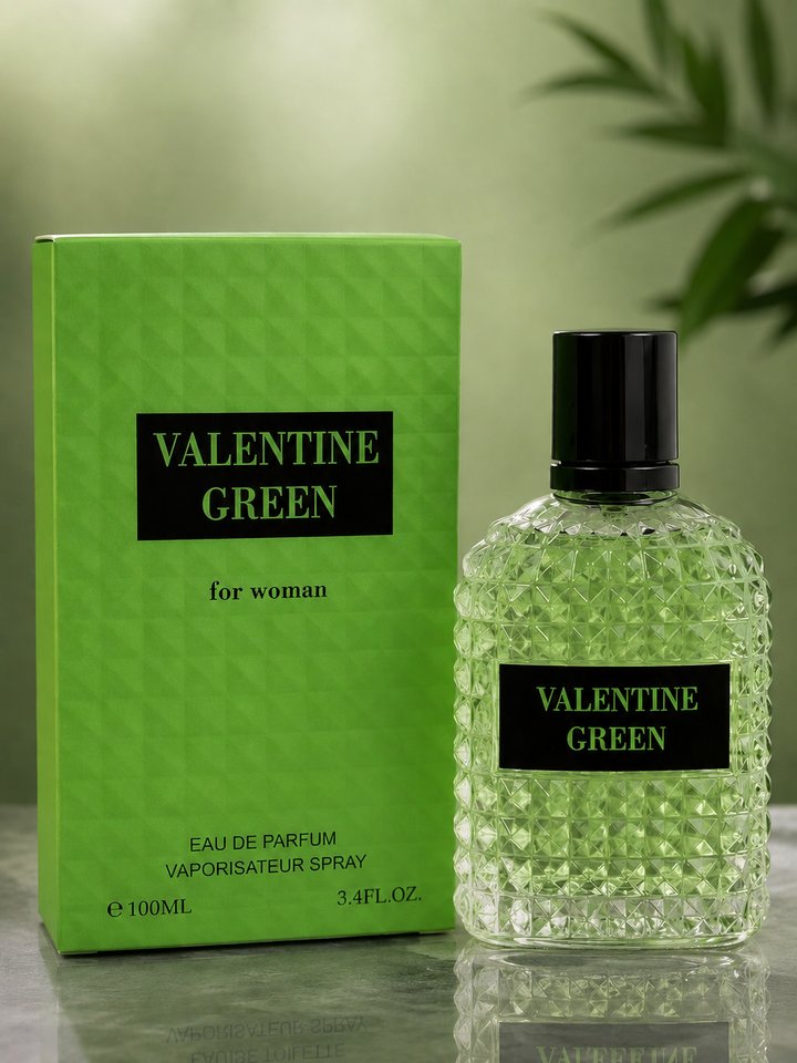 Valentine Green Eau de Parfum for Women 3.4 Fl Oz (100ml) – Fresh Floral Fruity Perfume for Women, Long Lasting Feminine Fragrance with Green Notes, Citrus &amp; Soft Musk Accords