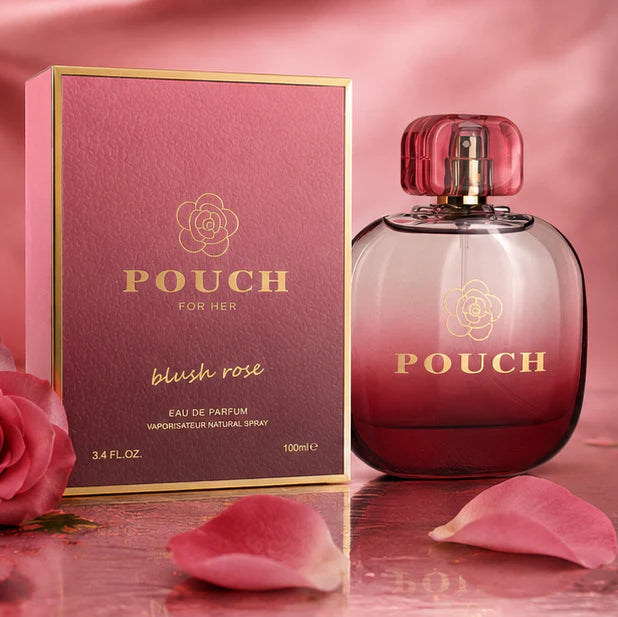 Pouch Blush Rose Perfume for Women Eau de Parfum 100ml (3.4 Fl Oz) – Long Lasting Sweet Rose Floral Fragrance – Feminine Romantic Scent Spray – Everyday &amp; Evening Perfume Gift for Her