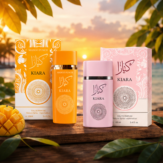 Kiara Fresh Elegance Duo Perfume Gift Set for Women – Mango Punch &amp; Kiara Eau de Parfum Bundle, 2 x 3.4 Fl Oz (100ml) Long Lasting Fruity Floral Luxury Fragrances