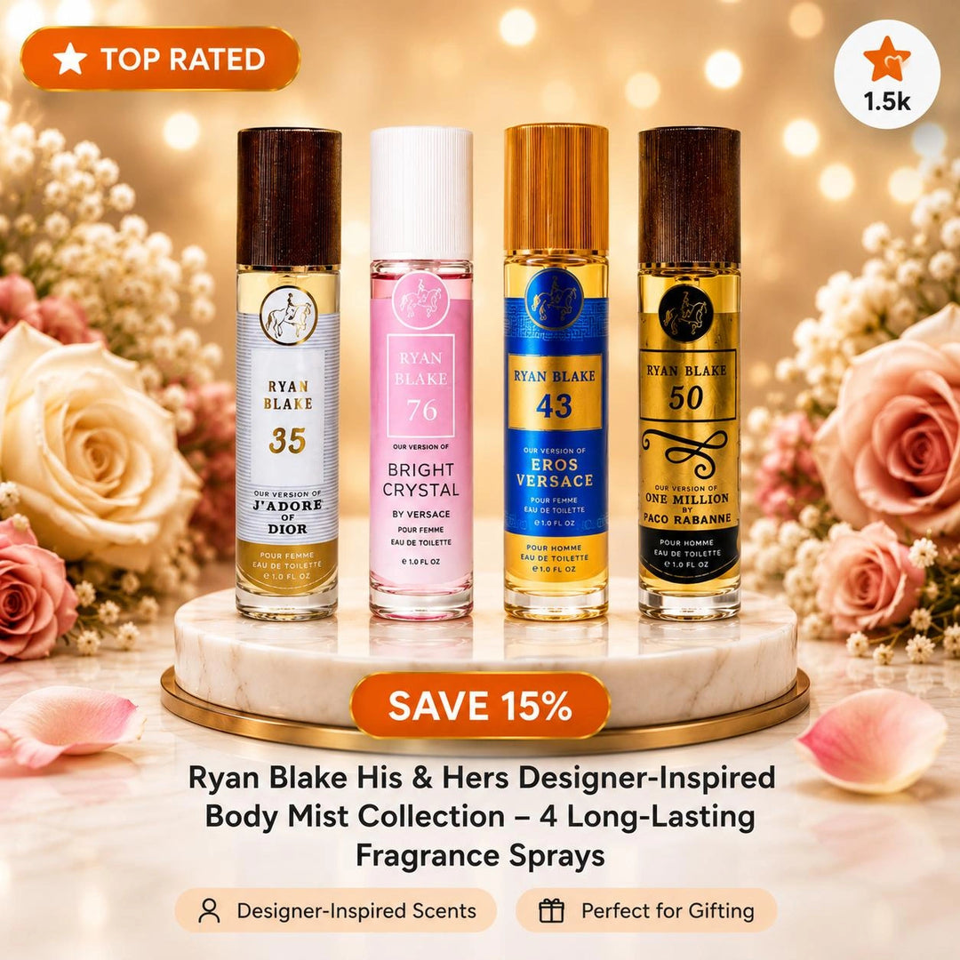 Ryan Blake His &amp; Hers Designer-Inspired Body Mist Collection – 4 Long-Lasting Fragrance Sprays
