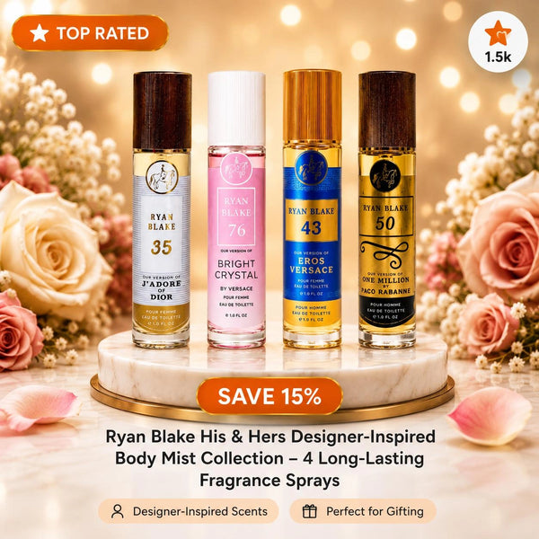 Ryan Blake His & Hers Designer-Inspired Body Mist Collection – 4 Long-Lasting Fragrance Sprays