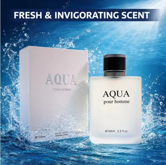 Aqua Pour Homme Eau de Toilette for Men – 3.3 oz / 100 ml Fresh Aquatic Citrus Woody Cologne – Long Lasting Clean Masculine Fragrance Spray – Everyday Perfume for Men