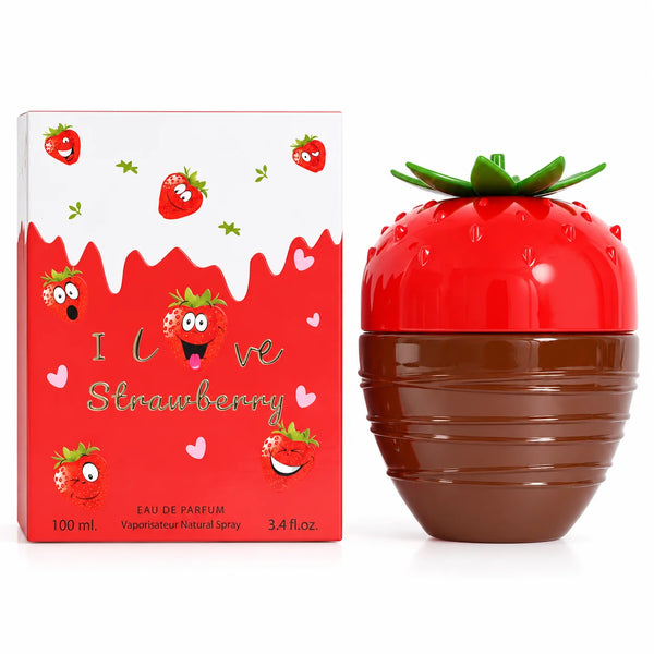 I Love Strawberry Eau de Parfum 100ml / 3.4 Fl Oz – Sweet Fruity Strawberry Perfume – Women’s Fragrance Spray with Playful Strawberry Bottle – Everyday Scent for Women