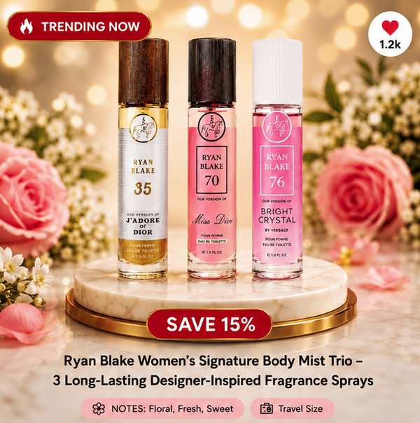 Ryan Blake Women's Signature Body Mist Trio – 3 Long-Lasting Designer-Inspired Fragrance Sprays