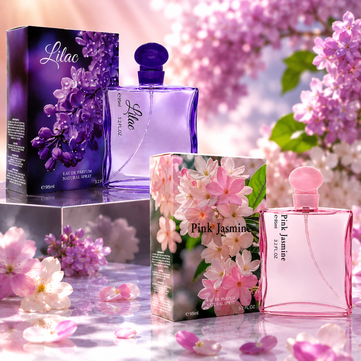 Lilac &amp; Pink Jasmine Perfume Gift Set for Women, 2 Pack Eau de Parfum 3.2 Fl Oz (95ml) Each – Floral Fragrance Collection, Long Lasting Women&