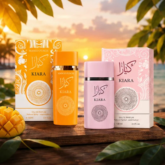 Kiara Fresh Elegance Duo Perfume Gift Set for Women – Mango Punch &amp; Kiara Eau de Parfum Bundle, 2 x 3.4 Fl Oz (100ml) Long Lasting Fruity Floral Luxury Fragrances