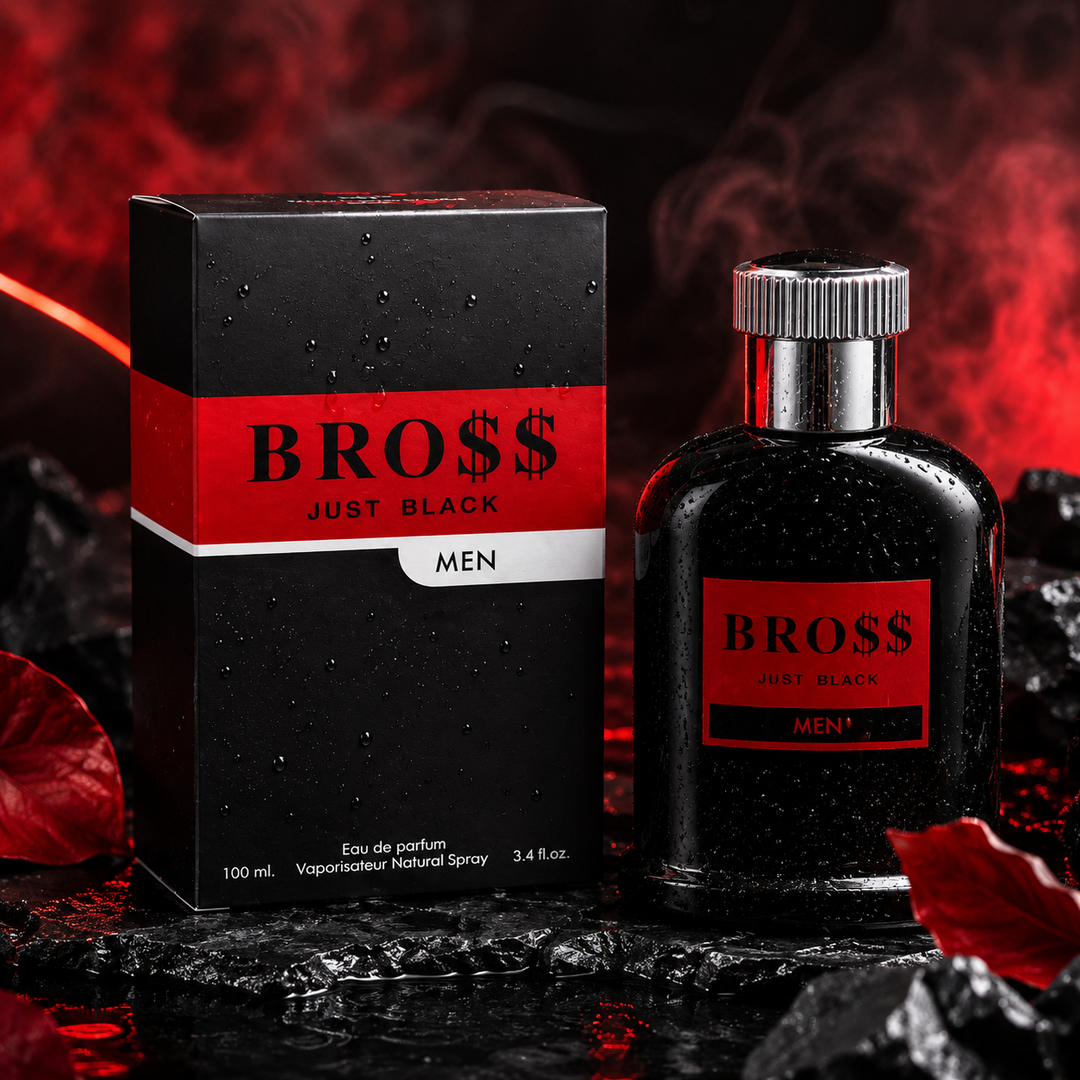 Bro$$ Just Black Eau de Parfum for Men 3.4 Fl Oz (100ml) – Long Lasting Woody Spicy Cologne for Men, Fresh Masculine Fragrance, Everyday Signature Scent, Cologne Gift for Him