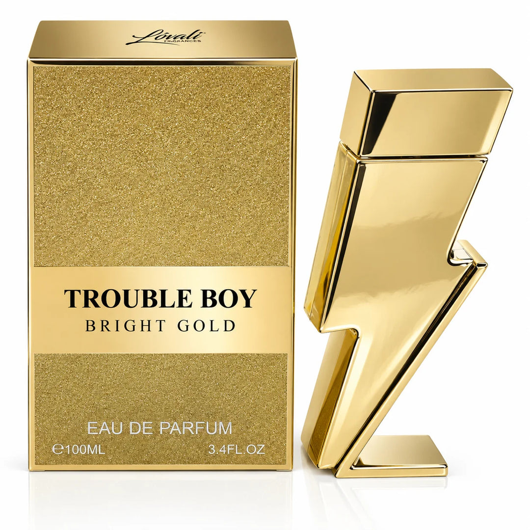 Trouble Boy Bright Gold Eau de Parfum 100ml / 3.4 Fl Oz – Men’s Perfume Spray, Full Size EDP Fragrance for Men, Everyday &amp; Evening Wear