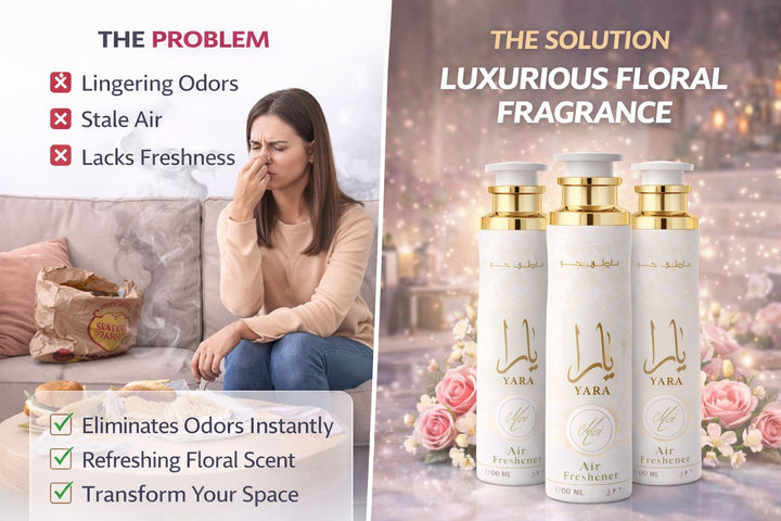 Lattafa Yara Moi Air Freshener 300ml - Floral Room Spray - Home Office Car Fragrance Spray - Odor Eliminator - Pack of 3