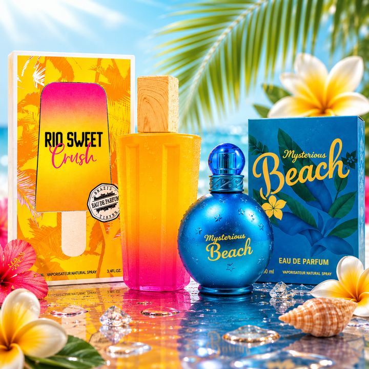 Rio Sweet Crush &amp; Mysterious Beach Perfume Gift Set for Women, 2 Pack Eau de Parfum 3.4 Fl Oz Each (100ml) – Tropical Fruity Floral Fragrance Collection, Long Lasting Women&
