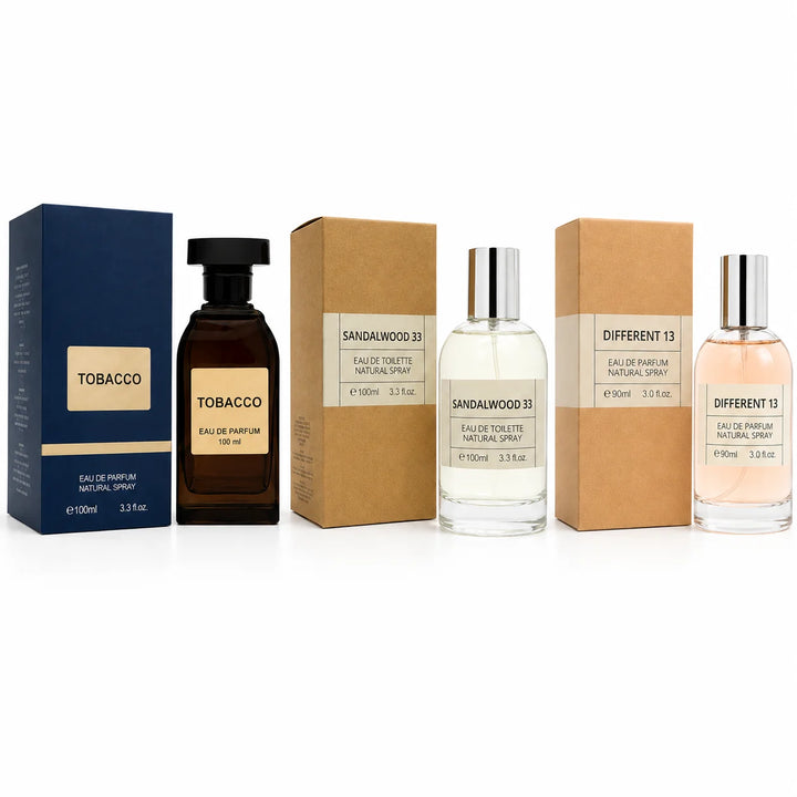 Tobacco, Sandalwood 33 &amp; Different 13 Fragrance Set – 3 Piece Perfume Collection, Eau de Parfum &amp; Eau de Toilette Sprays, Woody, Warm &amp; Fresh Scents, Full Size Gift Set