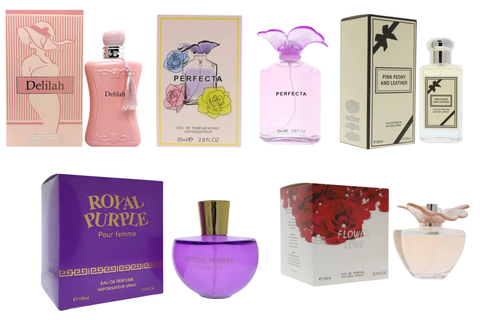 Royal Fragrance Women’s Cologne 5 Pack Set – Delilah + Royal Purple + Perfecta + Pink Peony & Leather + Flower Love – Elegant Romantic Floral Feminine Scent – Gift Set